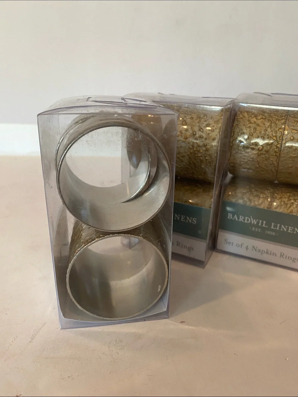 NIOP Bardwil Linens Gold Hammered Metal Napkin Rings - Set of 12 (3 boxes) #8843